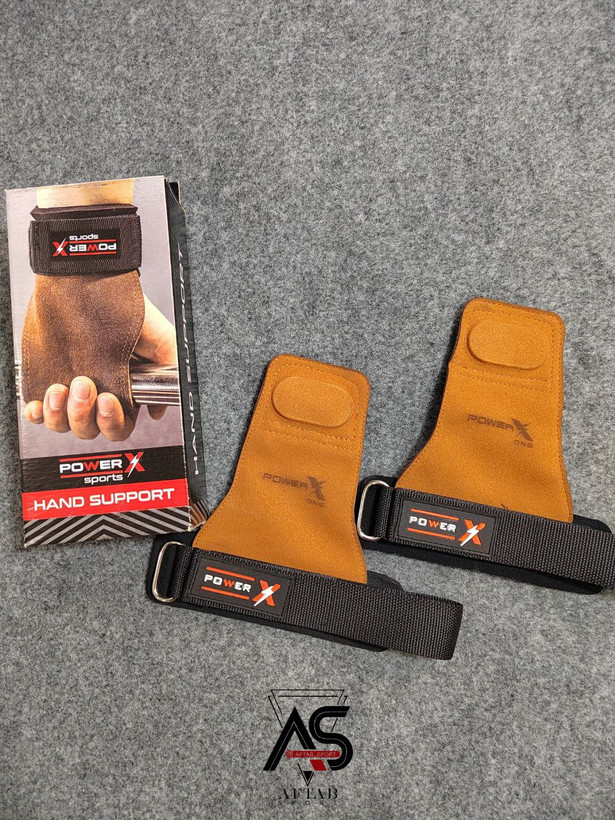 کفی دست مچ دار چرم بدنسازی و کراسفیت حرفه ای POWER X اورجینال